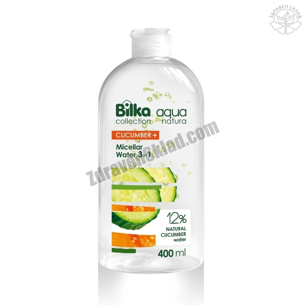 Мицеларна вода с краставица 400 мл - Bilka Aqua Natura Bilka Aqua Natura Cucumber+ Micellar Water 3 in 1